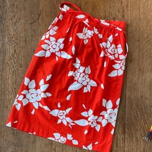 Malia Honolulu VINTAGE Elegant Red and White Floral Midi Skirt